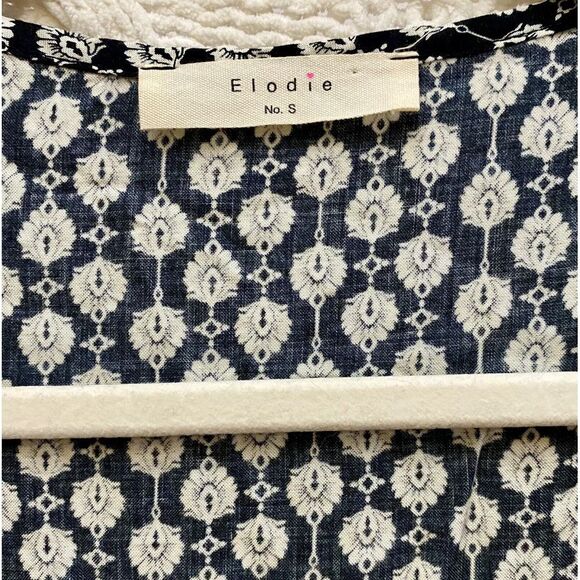 Elodie Anthropologie Women's Black Floral Boho Peasant Top Lace Slv Sz S - Picture 2 of 7